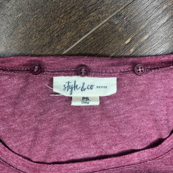 Style & Co Maroon Short Sleeve w detachable scarf - Picture 6 of 7